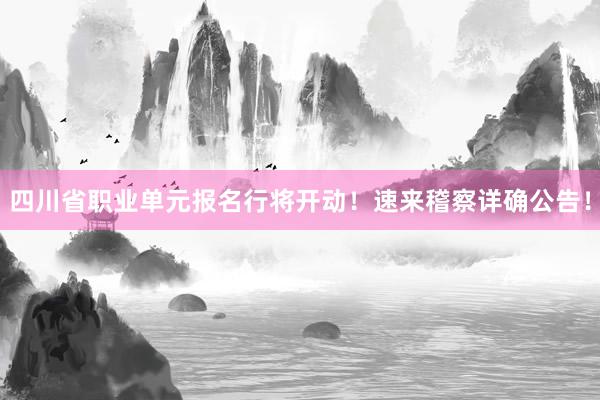 四川省职业单元报名行将开动！速来稽察详确公告！